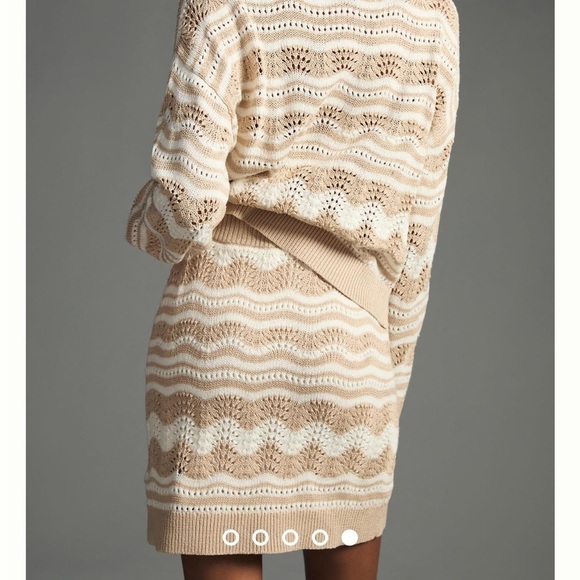 Anthropologie Pointelle Knit Midi Skirt Cream Beige Small - Picture 8 of 9